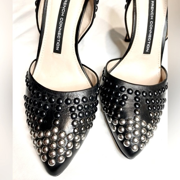 NWT — French Connection D’Orsay Silver to Black Studded Hombre Heels Size 6.5 - Picture 5 of 13